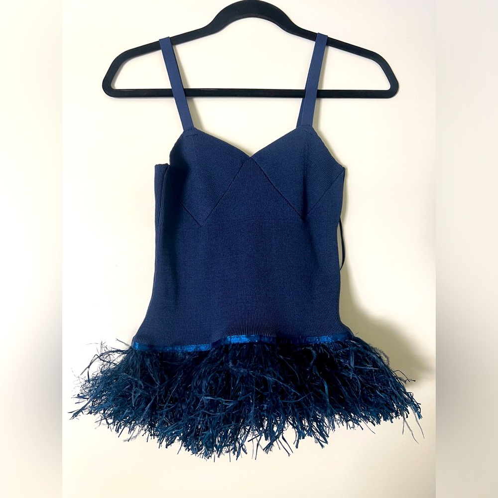 STAUD navy blue fringe top